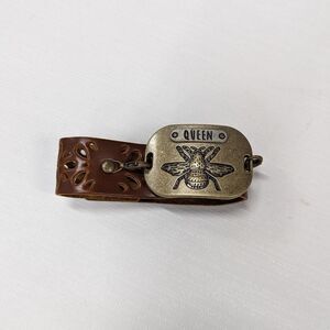 Queen Bee Leather Hand Punched Floral Banded Bracelet